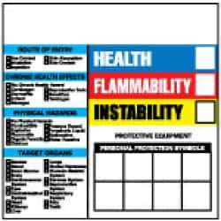 NMC - "Health - Flammability - Instability", 6" Long x 6" Wide, Pressure-Sensitive Vinyl Safety Sign - Square, 0.004" Thick, Use for Hazardous Materials - Apex Tool & Supply
