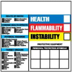 NMC - "Health - Flammability - Instability", 6" Long x 6" Wide, Pressure-Sensitive Vinyl Safety Sign - Square, 0.004" Thick, Use for Hazardous Materials - Apex Tool & Supply
