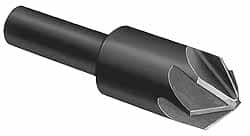 Made in USA - 1/2" Head Diam, 3/8" Shank Diam, 6 Flute 82° High Speed Steel Countersink - Apex Tool & Supply