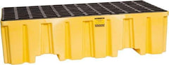 Eagle - 66 Gal Sump, 4,000 Lb Capacity, 2 Drum, Polyethylene Spill Deck or Pallet - 51" Long x 26-1/4" Wide x 13-3/4" High, Yellow, Liftable Fork, Vertical, 2 x 2 Drum Configuration - Apex Tool & Supply