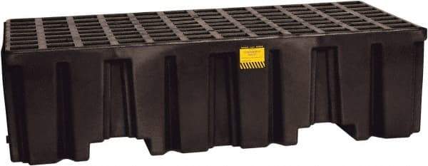 Eagle - 66 Gal Sump, 4,000 Lb Capacity, 2 Drum, Polyethylene Spill Deck or Pallet - 51" Long x 26-1/4" Wide x 13-3/4" High, Black, Liftable Fork, Drain Included, Vertical, 2 x 2 Drum Configuration - Apex Tool & Supply