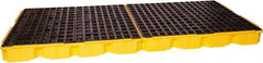 Eagle - 121 Gal Sump, 10,000 Lb Capacity, 8 Drum, Polyethylene Spill Deck or Pallet - 103" Long x 51-1/2" Wide x 6-1/2" High, Yellow, Drain Included, Low Profile, Vertical, 2 x 4 Drum Configuration - Apex Tool & Supply