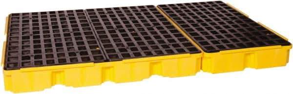 Eagle - 88 Gal Sump, 8,000 Lb Capacity, 6 Drum, Polyethylene Platform - 78.25" Long x 51-1/2" Wide x 6-1/2" High, Yellow, Drain Included, Low Profile, Vertical, 2 x 3 Drum Configuration - Apex Tool & Supply