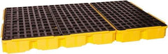 Eagle - 88 Gal Sump, 8,000 Lb Capacity, 6 Drum, Polyethylene Platform - 78.25" Long x 51-1/2" Wide x 6-1/2" High, Yellow, Drain Included, Low Profile, Vertical, 2 x 3 Drum Configuration - Apex Tool & Supply