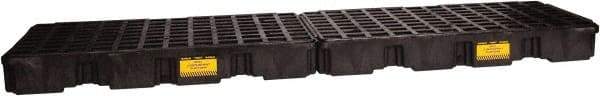Eagle - 61 Gal Sump, 8,000 Lb Capacity, 4 Drum, Polyethylene Spill Deck or Pallet - 103-1/2" Long x 26-1/2" Wide x 6-1/2" High, Black, Drain Included, Low Profile, Vertical, Inline Drum Configuration - Apex Tool & Supply