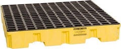 Eagle - 66 Gal Sump, 8,000 Lb Capacity, 4 Drum, Polyethylene Spill Deck or Pallet - 51-1/2" Long x 51-1/2" Wide x 8" High, Yellow, Liftable Fork, Vertical, 2 x 2 Drum Configuration - Apex Tool & Supply
