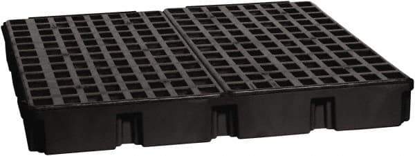 Eagle - 61 Gal Sump, 10,000 Lb Capacity, 4 Drum, Polyethylene Platform - 52-1/2" Long x 51-1/2" Wide x 6-1/2" High, Black, Liftable Fork, Low Profile, Vertical, 2 x 2 Drum Configuration - Apex Tool & Supply