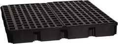 Eagle - 61 Gal Sump, 10,000 Lb Capacity, 4 Drum, Polyethylene Platform - 52-1/2" Long x 51-1/2" Wide x 6-1/2" High, Black, Liftable Fork, Low Profile, Vertical, 2 x 2 Drum Configuration - Apex Tool & Supply