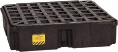 Eagle - 12 Gal Sump, 2,000 Lb Capacity, 1 Drum, Polyethylene Spill Deck or Pallet - 26-1/4" Long x 26" Wide x 6-1/2" High, Black, Drain Included, Low Profile, Vertical, Inline Drum Configuration - Apex Tool & Supply