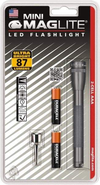 Mag-Lite - Clear LED Bulb, 111 Lumens, Mini Flashlight - Gray Aluminum Body, 2 AAA Alkaline Batteries Included - Apex Tool & Supply