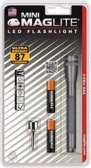 Mag-Lite - Clear LED Bulb, 111 Lumens, Mini Flashlight - Gray Aluminum Body, 2 AAA Alkaline Batteries Included - Apex Tool & Supply