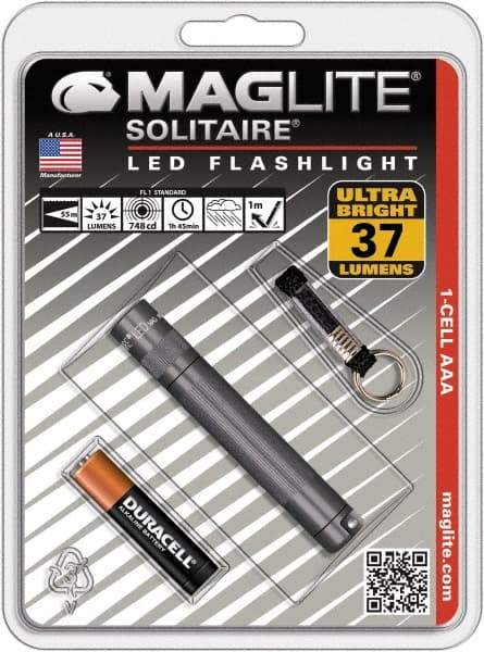 Mag-Lite - Clear LED Bulb, 47 Lumens, Mini Flashlight - Gray Aluminum Body, 1 AAA Alkaline Battery Included - Apex Tool & Supply