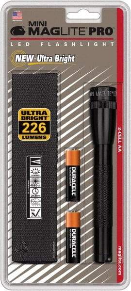 Mag-Lite - Clear LED Bulb, 272 Lumens, Mini Flashlight - Black Aluminum Body, 2 AA Alkaline Batteries Included - Apex Tool & Supply