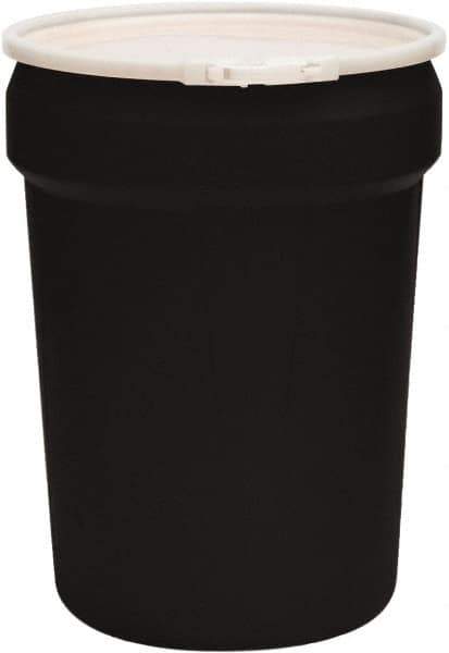 Eagle - 30 Gallon Black Tapered Cylinder Polyethylene Open Head Drum - 28-1/2" High x 21" Diam - Apex Tool & Supply
