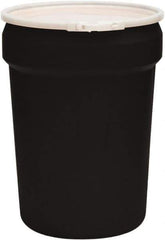 Eagle - 30 Gallon Black Tapered Cylinder Polyethylene Open Head Drum - 28-1/2" High x 21" Diam - Apex Tool & Supply