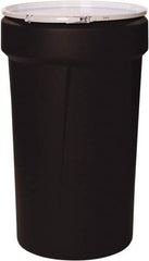 Eagle - 55 Gallon Black Tapered Cylinder Polyethylene Open Head Drum - 39-1/8" High x 23-3/4" Diam - Apex Tool & Supply