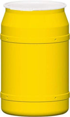 Eagle - 55 Gallon Yellow Cylindrical Polyethylene Open Head Drum - 36-3/8" High x 23" Diam - Apex Tool & Supply