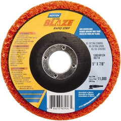 Norton - 5" Extra Coarse Grade Aluminum Oxide Deburring Disc - 7/8" Center Hole, Arbor Connection - Apex Tool & Supply