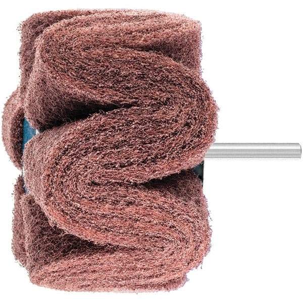 PFERD - 4" Diam x 2" Face Width, Aluminum Oxide Nonwoven Mounted Flap Wheel - 1/4" Shank Mount, 180 Grit, 6,000 Max RPM - Apex Tool & Supply