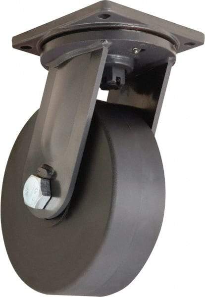 Hamilton - 12" Diam x 4" Wide x 15-1/2" OAH Top Plate Mount Swivel Caster - Nylon, 10,000 Lb Capacity, Precision Roller Ball Bearing, 8-1/2 x 8-1/2" Plate - Apex Tool & Supply