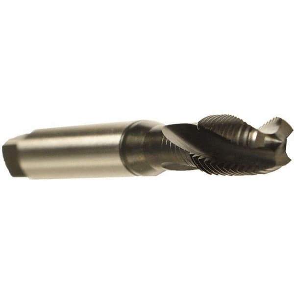 Emuge - #6-32 UNC 3 Flute 2BX Modified Bottoming Spiral Flute Tap - Cobalt, Oxide Finish, 2" OAL, Right Hand Flute, Right Hand Thread, Series Rekord D - Exact Industrial Supply