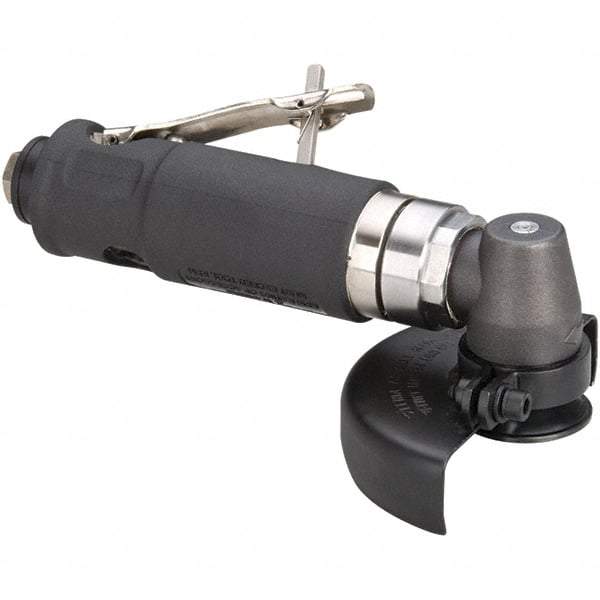 Dynabrade - 4" Wheel Diam, 13,500 RPM, Pneumatic Angle & Disc Grinder - 3/8-24 Spindle, 40 CFM, Rear Exhaust - Apex Tool & Supply