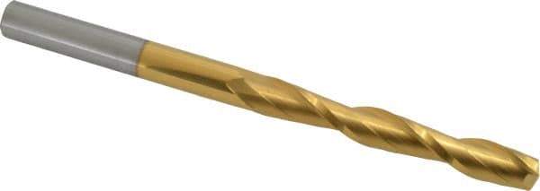 Atrax - 7/16", 3" LOC, 7/16" Shank Diam, 6" OAL, 2 Flute, Solid Carbide Square End Mill - Single End, TiN Finish, Spiral Flute, 30° Helix, Centercutting, Right Hand Cut - Apex Tool & Supply