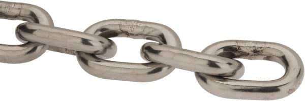 Value Collection - 9/32" Welded Stainless Steel Chain - 2,000 Lb Capacity, Grade 30, Cut to Length, Stainless Steel, Bright Finish - Apex Tool & Supply