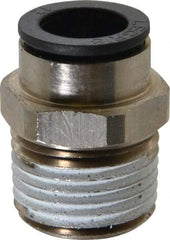 Legris - 12mm Outside Diam, 1/2 NPT, Nickel Plated Brass Push-to-Connect Tube Male Connector - 290 Max psi, Tube to Male NPT Connection, Buna Nitrile O-Ring - Apex Tool & Supply