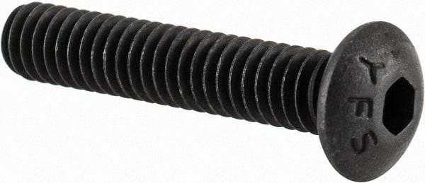 Value Collection - #8-32 UNC Hex Socket Drive, Button Screw - Alloy Steel, Black Oxide Finish, Fully Threaded, 7/8" Length Under Head - Apex Tool & Supply