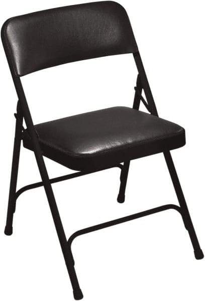 NPS - 18-3/4" Wide x 20-1/4" Deep x 29-1/2" High, Vinyl Folding Chair with Vinyl Padded Seat - Caviar Black - Apex Tool & Supply