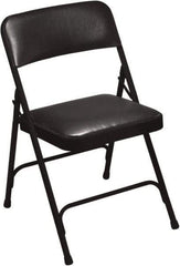 NPS - 18-3/4" Wide x 20-1/4" Deep x 29-1/2" High, Vinyl Folding Chair with Vinyl Padded Seat - Caviar Black - Apex Tool & Supply