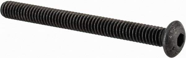 Value Collection - #8-32 UNC Hex Socket Drive, Button Screw - Alloy Steel, Black Oxide Finish, Fully Threaded, 1-3/4" Length Under Head - Apex Tool & Supply