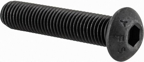 Value Collection - 5/16-24 UNF Hex Socket Drive, Button Screw - Alloy Steel, Black Oxide Finish, Fully Threaded, 1-1/2" Length Under Head - Apex Tool & Supply
