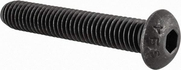 Value Collection - 3/8-16 UNC Hex Socket Drive, Button Screw - Alloy Steel, Black Oxide Finish, Fully Threaded, 2-1/4" Length Under Head - Apex Tool & Supply