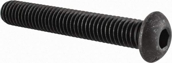 Value Collection - 3/8-16 UNC Hex Socket Drive, Button Screw - Alloy Steel, Black Oxide Finish, Fully Threaded, 2-1/2" Length Under Head - Apex Tool & Supply