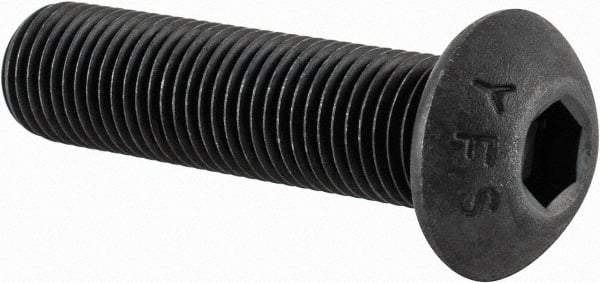 Value Collection - 3/8-24 UNF Hex Socket Drive, Button Screw - Alloy Steel, Black Oxide Finish, Fully Threaded, 1-1/2" Length Under Head - Apex Tool & Supply