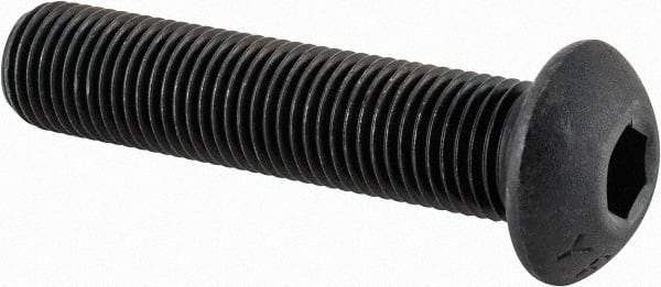 Value Collection - 3/8-24 UNF Hex Socket Drive, Button Screw - Alloy Steel, Black Oxide Finish, Fully Threaded, 1-3/4" Length Under Head - Apex Tool & Supply
