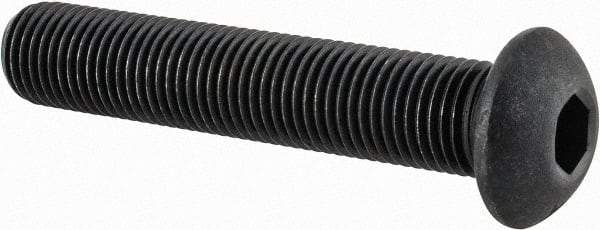 Value Collection - 3/8-24 UNF Hex Socket Drive, Button Screw - Alloy Steel, Black Oxide Finish, Fully Threaded, 2" Length Under Head - Apex Tool & Supply