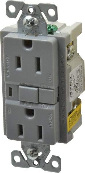 Cooper Wiring Devices - 1 Phase, 5-15R NEMA, 125 VAC, 15 Amp, Self Grounding, GFCI Receptacle - 2 Pole, Back and Side Wiring, Tamper Resistant, Specification Grade - Apex Tool & Supply