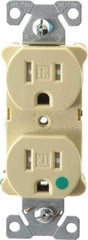 Cooper Wiring Devices - 125 VAC, 15 Amp, 5-15R NEMA Configuration, Ivory, Hospital Grade, Self Grounding Duplex Receptacle - 1 Phase, 2 Poles, 3 Wire, Flush Mount, Tamper Resistant - Apex Tool & Supply