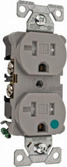 Cooper Wiring Devices - 125 VAC, 20 Amp, 5-20R NEMA Configuration, Gray, Hospital Grade, Self Grounding Duplex Receptacle - 1 Phase, 2 Poles, 3 Wire, Flush Mount, Chemical, Impact and Tamper Resistant - Apex Tool & Supply