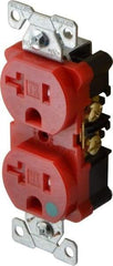 Cooper Wiring Devices - 125 VAC, 20 Amp, 5-20R NEMA Configuration, Red, Hospital Grade, Self Grounding Duplex Receptacle - 1 Phase, 2 Poles, 3 Wire, Flush Mount, Chemical, Impact and Tamper Resistant - Apex Tool & Supply