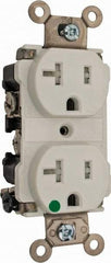 Cooper Wiring Devices - 125 VAC, 20 Amp, 5-20R NEMA Configuration, White, Hospital Grade, Self Grounding Duplex Receptacle - 1 Phase, 2 Poles, 3 Wire, Flush Mount, Chemical, Impact and Tamper Resistant - Apex Tool & Supply