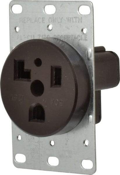 Cooper Wiring Devices - 125 VAC, 30 Amp, 5-30R NEMA Configuration, Black, Specification Grade, Self Grounding Single Receptacle - 1 Phase, 2 Poles, 3 Wire, Flush Mount, Corrosion Resistant - Apex Tool & Supply
