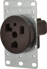 Cooper Wiring Devices - 125 VAC, 30 Amp, 5-30R NEMA Configuration, Black, Specification Grade, Self Grounding Single Receptacle - 1 Phase, 2 Poles, 3 Wire, Flush Mount, Corrosion Resistant - Apex Tool & Supply