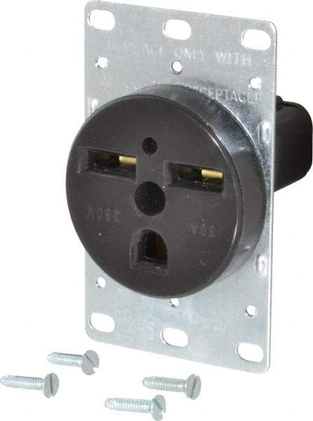 Cooper Wiring Devices - 250 VAC, 30 Amp, 6-30R NEMA Configuration, Black, Specification Grade, Self Grounding Single Receptacle - 1 Phase, 2 Poles, 3 Wire, Flush Mount, Corrosion Resistant - Apex Tool & Supply