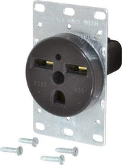 Cooper Wiring Devices - 250 VAC, 30 Amp, 6-30R NEMA Configuration, Black, Specification Grade, Self Grounding Single Receptacle - 1 Phase, 2 Poles, 3 Wire, Flush Mount, Corrosion Resistant - Apex Tool & Supply