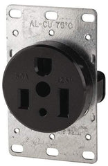 Cooper Wiring Devices - 125 VAC, 50 Amp, 5-50R NEMA Configuration, Black, Specification Grade, Self Grounding Single Receptacle - 1 Phase, 2 Poles, 3 Wire, Flush Mount, Corrosion Resistant - Apex Tool & Supply