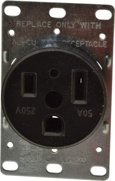 Cooper Wiring Devices - 250 VAC, 50 Amp, 6-50R NEMA Configuration, Black, Specification Grade, Self Grounding Single Receptacle - 1 Phase, 2 Poles, 3 Wire, Flush Mount, Corrosion Resistant - Apex Tool & Supply